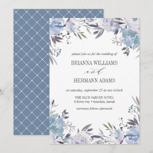 Dream Blue   Fancy rustic Flowers wedding Invitation
