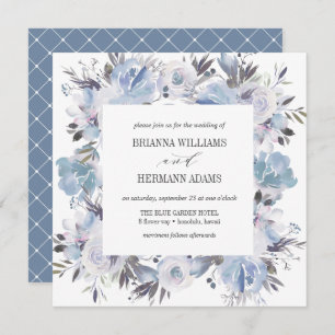 Dream Blue   Fancy Spring Floral Diamond Wedding Invitation