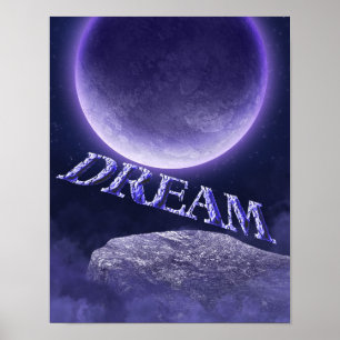 Dream Blue Moon Fantasy Inspirational Poster
