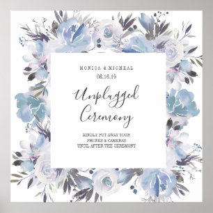 Dream Blue  Square Unplugged Wedding Ceremony Sign