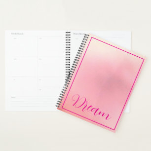 "Dream" Bright Pink Letter Gradient Pink Planner