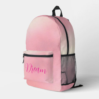 "Dream" Bright Pink Letter Gradient Pink Printed Backpack