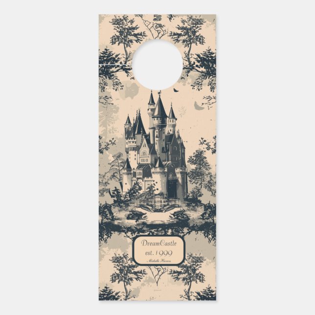 Dream Castle Midnight and Ivory Toile de Jouy Door Hanger (Front)