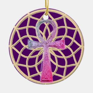 Dream Catcher Ankh Ceramic Tree Decoration