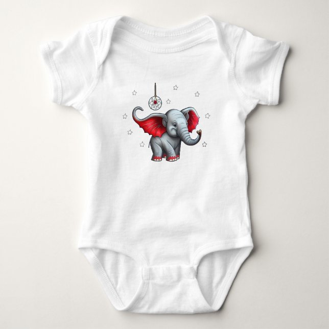 Dream Catcher Cute Baby Elephant. Transparent Back Bodysuit (Front)