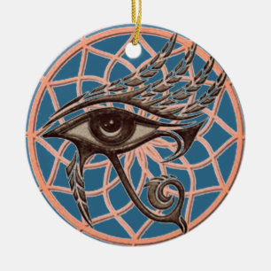 Dream Catcher Eye Of Horus Blue Ceramic Ornament