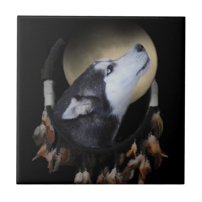Dream Catcher Husky Art Tile (Front)