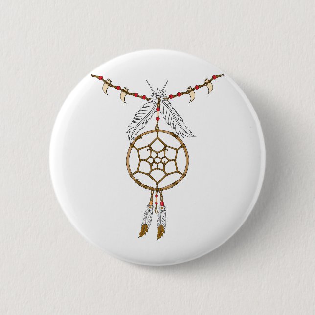 Dream Catcher Necklace 6 Cm Round Badge (Front)