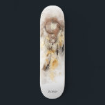 *~* Dream Catcher Sacred Boho Tribal Shamanic Skateboard<br><div class="desc">* Western BOHO American Watercolor Abstract Dream Catcher Journey with lovely Feathers as a Shamanic symbol for a Native American Spiritual Healer or BOHEMIAM design. * . *** The colours are mostly SOFT EGGPLANT AND PEACH on WHITE. This spirit based esoteric popular boho creative abstract modern dreamcatcher and feathers design...</div>