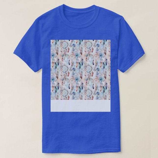Dream Catcher Seamless Pattern Bohemian Hippie Eth T-Shirt (Design Front)