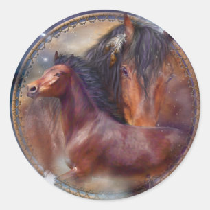 Dream Catcher - Spirit Horses Art Sticker