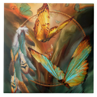 Dream Catcher - Spirit Of The Butterfly Art Tile