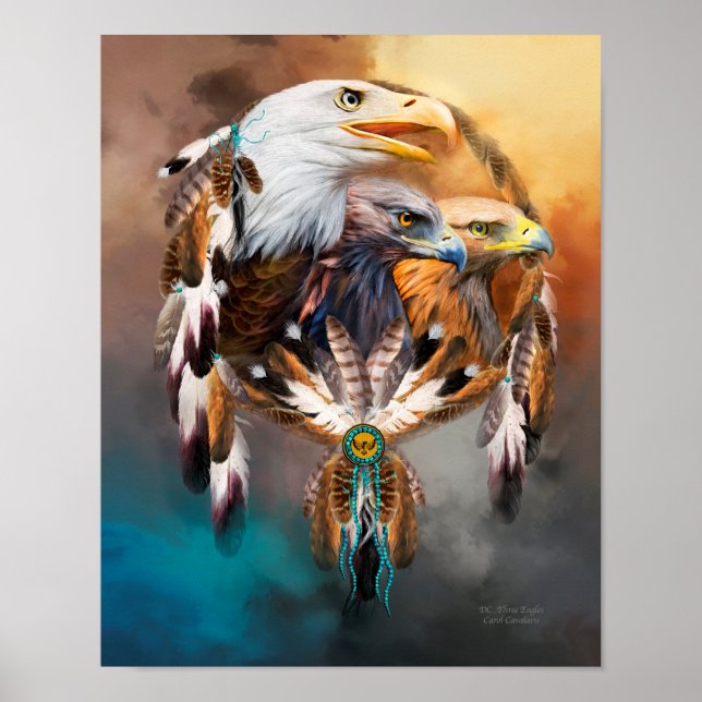 Dream Catcher - Three Eagles Art Poster/Print Poster (Front)