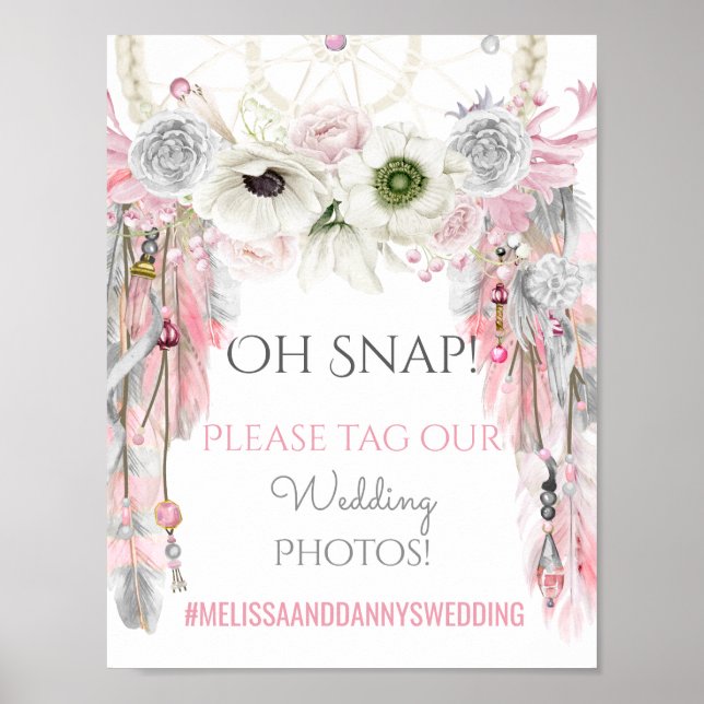 Dream Catcher Tribal Boho Wedding Sign Photos (Front)