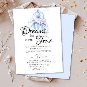 Dream Catcher Watercolor Blue Boy Baby Shower Invitation