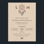 Dream Catcher Wedding Invitation<br><div class="desc">This modern invitation is ideal to celebrate a wedding with a Native American theme. It features a dream catcher on the top, a soft textured background and couple of feathers on the bottom. This design is elegant, eye-catching and clean with a natural feel to it. Add your own event details....</div>