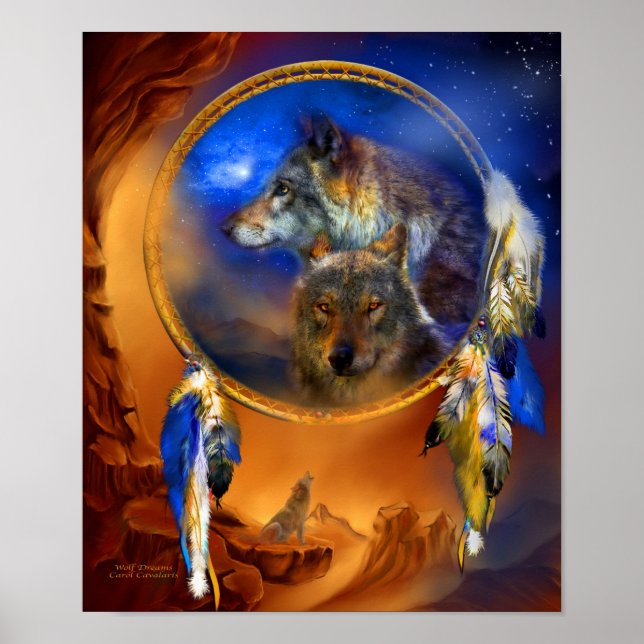 Dream Catcher - Wolf Dreams Art Poster/Print Poster (Front)