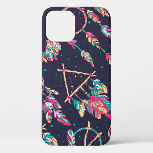 Dream catchers: vintage seamless pattern. iPhone 12 case