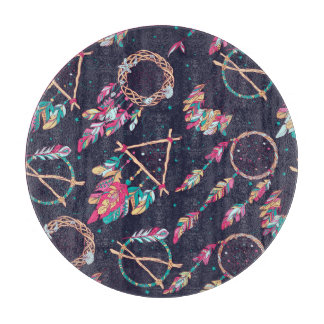 Dream catchers: vintage seamless pattern. cutting board