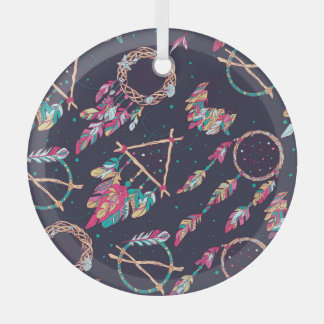 Dream catchers: vintage seamless pattern. glass tree decoration
