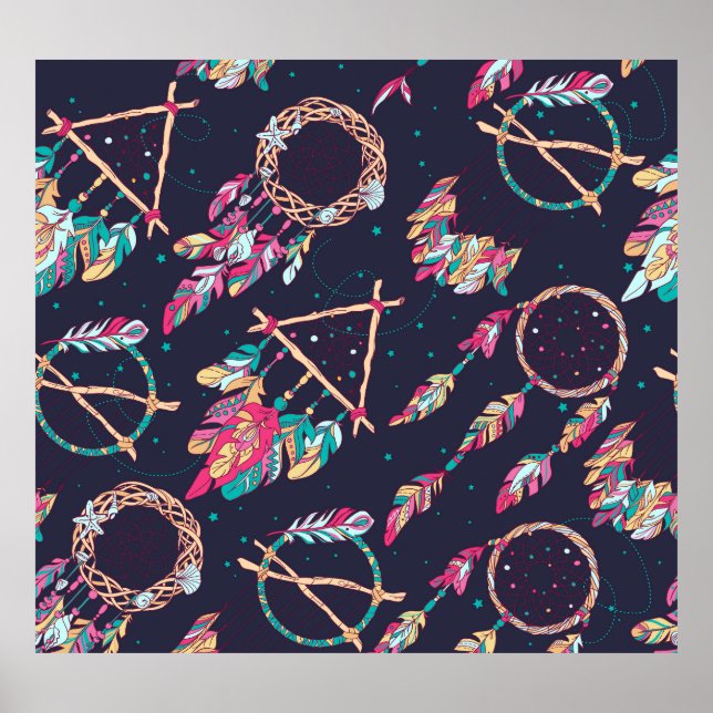 Dream catchers: vintage seamless pattern. poster (Front)