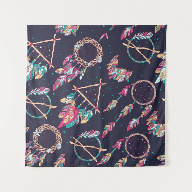 Dream catchers: vintage seamless pattern. tapestry (Front)