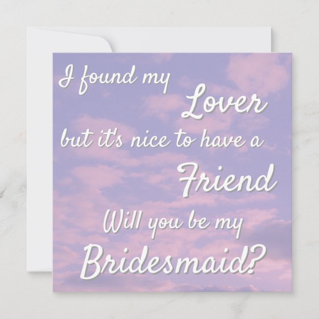 Dream Clouds Lover Bridesmaid Proposal Card (Front)