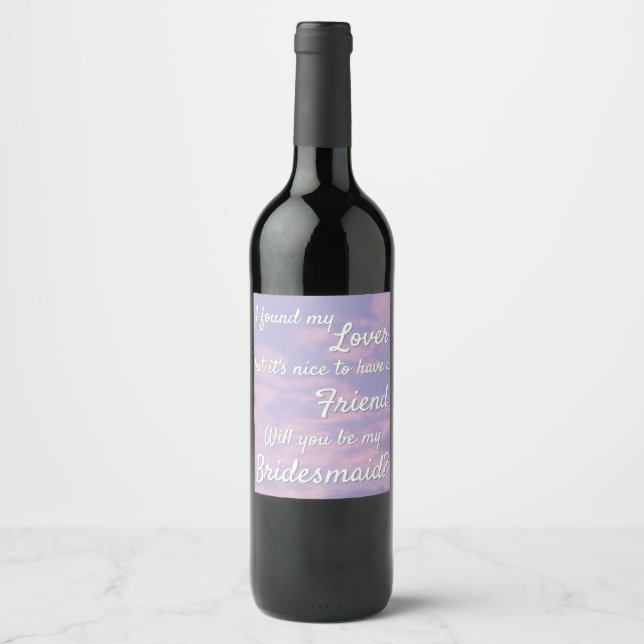 Dream Clouds Lover Bridesmaid Proposal Wine Label (Front)