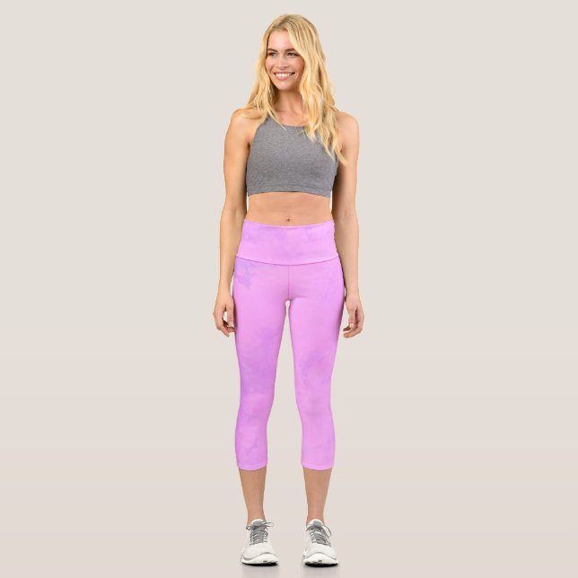 Dream Clouds - Pink  Capri Leggings (Front)