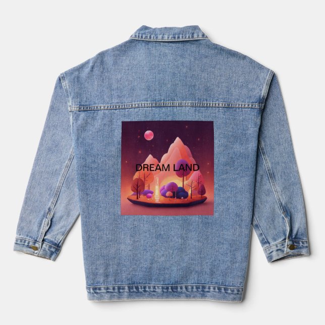 Dream cottage Under a Pink Moon. Denim Jacket (Back)