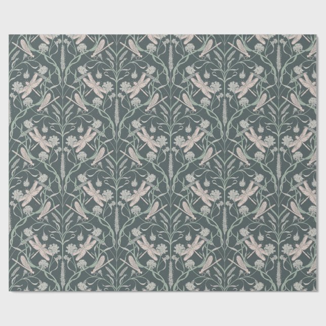 Dream Dragonfly Cornflower, Stars, Chevron  Wrapping Paper (Flat)