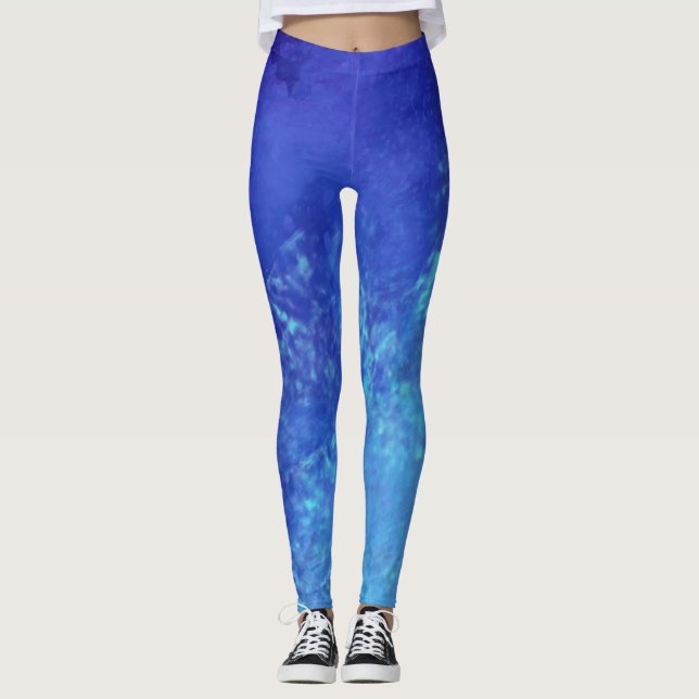 Dream effect paint splatter clouds Blue   Leggings (Front)
