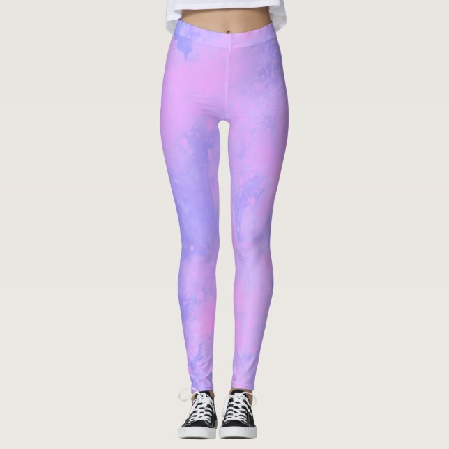Dream effect paint splatter clouds pink & purple  leggings (Front)