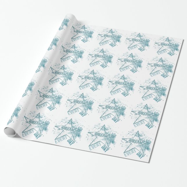 Dream Every Day Star Birthday Wrapping Paper (Unrolled)