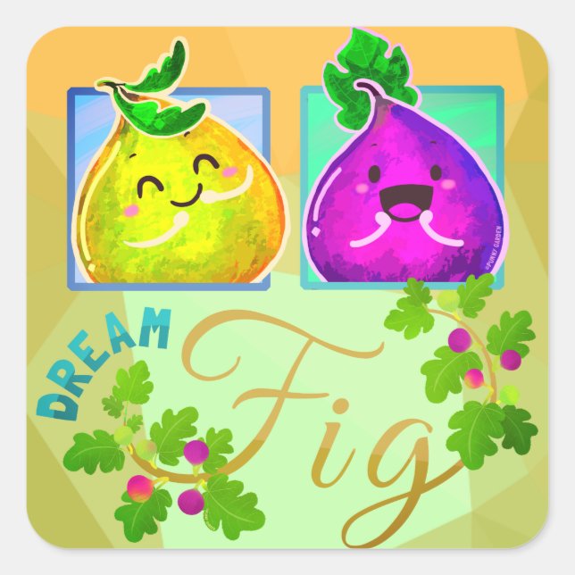 Dream Fig - Punny Garden Square Sticker (Front)