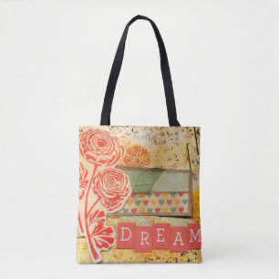 Dream Floral Collage Canvas Tote Bag