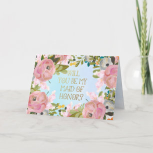Dream Garden Floral Custom Maid of Honour Request Invitation