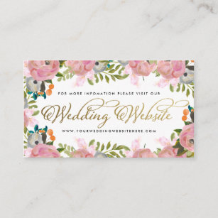 Dream Garden Floral Custom Wedding Website Enclosure Card