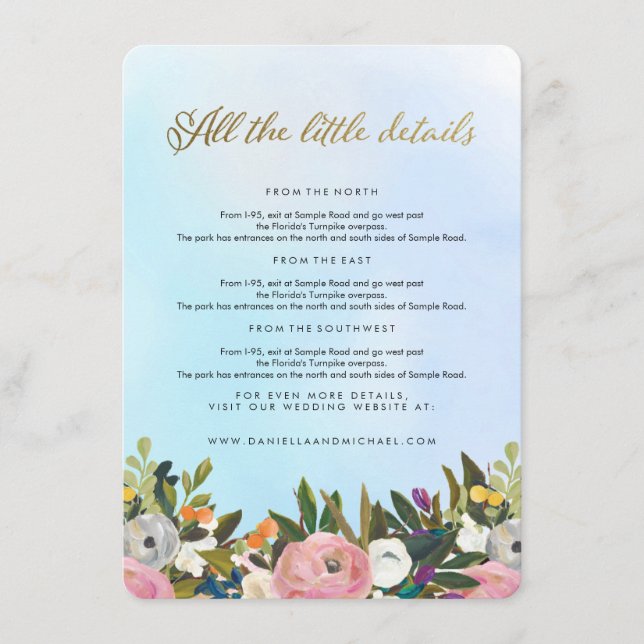 Dream Garden Floral Wedding Insert Card (Front)