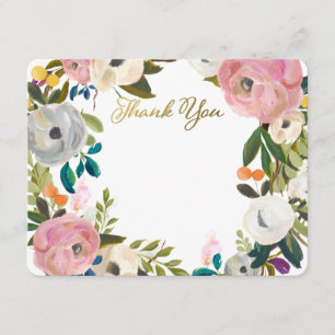 Dream Garden Floral Wedding Thank You Flat Cards