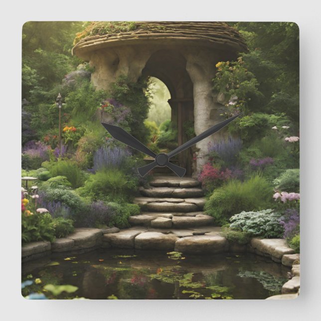Dream Garden Square Wall Clock (Front)