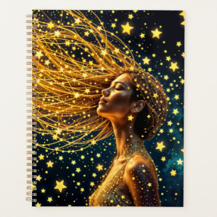 Dream girl surrounded by glowing bright stars planner