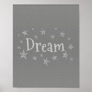 Dream Grey with Silver Glitter Poster