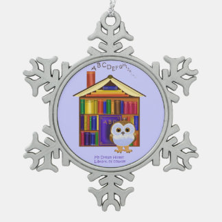 Dream Home – Library! Snowflake Pewter Christmas Ornament