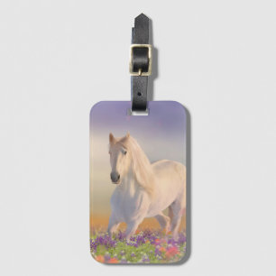Dream horse running through flowers luggage tag