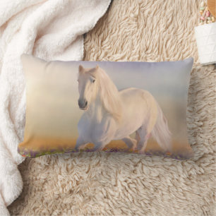 Dream horse running through flowers lumbar cushion