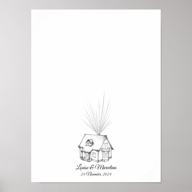 Dream House Fingerprint Wedding Guest Book  (Front)