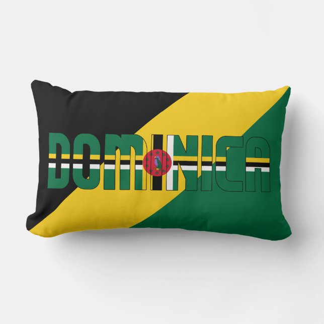 Dream in Colour with the Dominica Patriotic Flag Lumbar Cushion (Front)