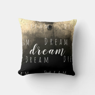 "Dream" in White on Taupe Brown Beige Design Cushion