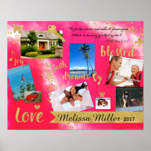 Dream it Live it Vision Board Poster Gold Confetti